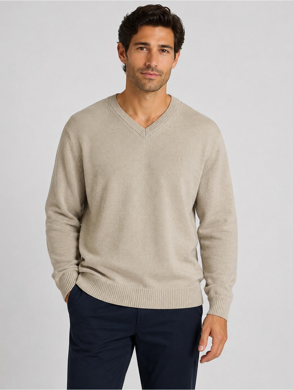 IZOD Men’s XL Rock Heather V-Neck Cotton Blend Sweater Pullover NWT
